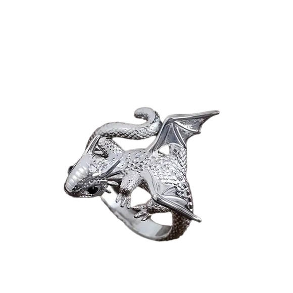 Silver Mythical Dragon Wrap Around Ring - Picture 4 of 6